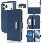 Custodia per telefono in pelle con cordino a tracolla e texture incrociata, For iPhone 17 Pro Max, For iPhone 17 Pro, For iPhone 16 Pro Max, For iPhone 16 Pro
