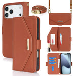 Custodia per telefono in pelle con cordino a tracolla e texture incrociata, For iPhone 17 Pro Max, For iPhone 17 Pro, For iPhone 16 Pro Max, For iPhone 16 Pro