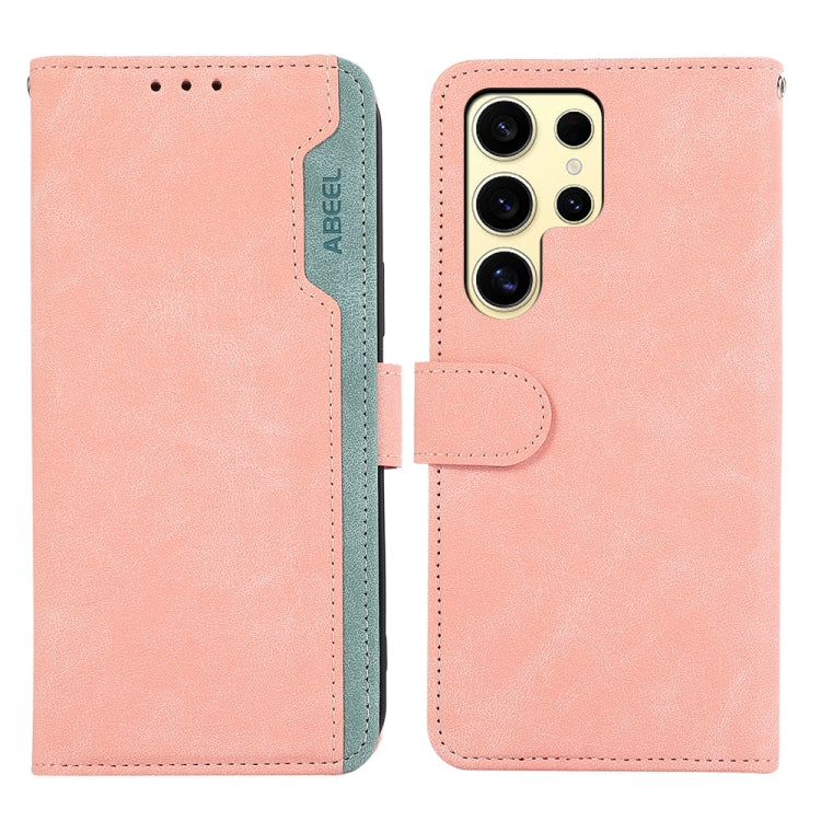 Custodia per telefono in pelle magnetica RFID ABEEL Color Block, For Samsung Galaxy S25 Ultra 5G