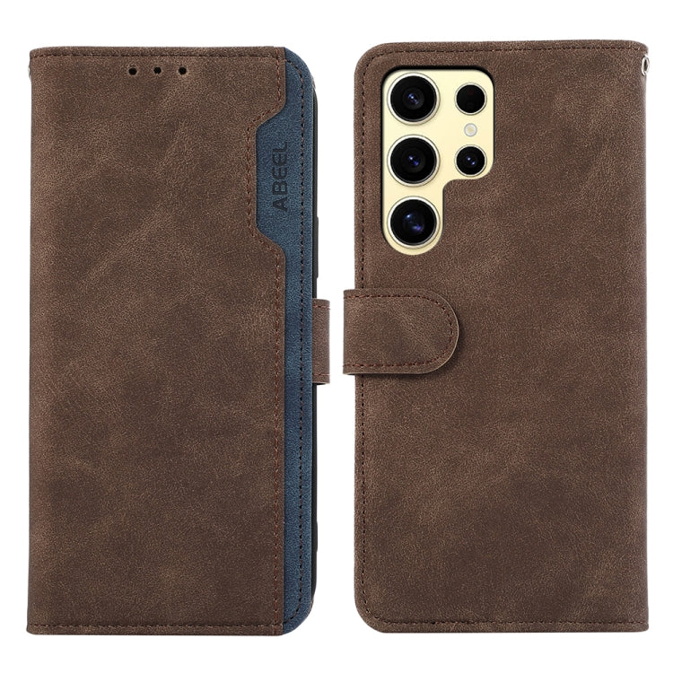 Custodia per telefono in pelle magnetica RFID ABEEL Color Block, For Samsung Galaxy S25 Ultra 5G