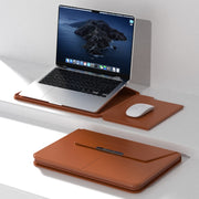 Borsa con supporto magnetico in PU per laptop multifunzionale con fodera divisa e funzione di tappetino per mouse, 15 inch, 13-14 inch