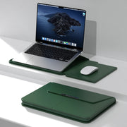 Borsa con supporto magnetico in PU per laptop multifunzionale con fodera divisa e funzione di tappetino per mouse, 15 inch, 13-14 inch