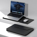 Borsa con supporto magnetico in PU per laptop multifunzionale con fodera divisa e funzione di tappetino per mouse, 15 inch, 13-14 inch