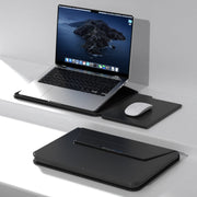 Borsa con supporto magnetico in PU per laptop multifunzionale con fodera divisa e funzione di tappetino per mouse, 15 inch, 13-14 inch
