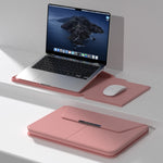 Borsa con supporto magnetico in PU per laptop multifunzionale con fodera divisa e funzione di tappetino per mouse, 15 inch, 13-14 inch
