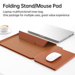 Borsa con supporto magnetico in PU per laptop multifunzionale con fodera divisa e funzione di tappetino per mouse, 15 inch, 13-14 inch