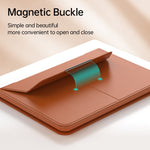 Borsa con supporto magnetico in PU per laptop multifunzionale con fodera divisa e funzione di tappetino per mouse, 15 inch, 13-14 inch