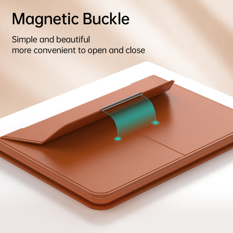 Borsa con supporto magnetico in PU per laptop multifunzionale con fodera divisa e funzione di tappetino per mouse, 15 inch, 13-14 inch