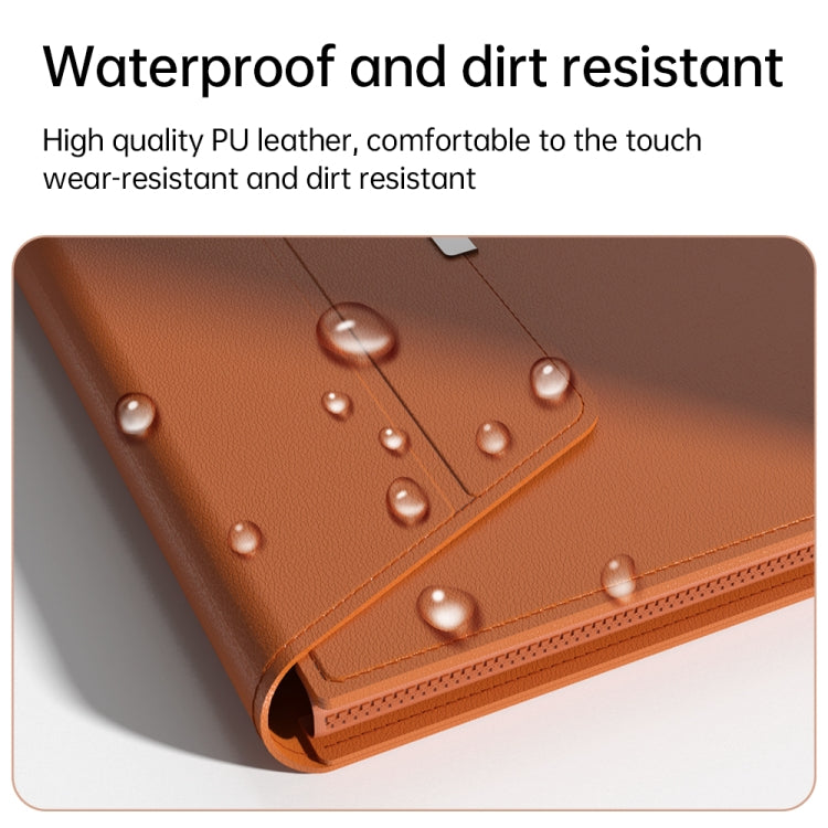 Borsa con supporto magnetico in PU per laptop multifunzionale con fodera divisa e funzione di tappetino per mouse, 15 inch, 13-14 inch