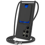Custodia per telefono in silicone liquido tinta unita con cordino e borsa per carte integrata, For Samsung Galaxy S25 5G, For Samsung Galaxy S25+ 5G, For Samsung Galaxy S25 Ultra 5G, For Samsung Galaxy S24 FE 5G