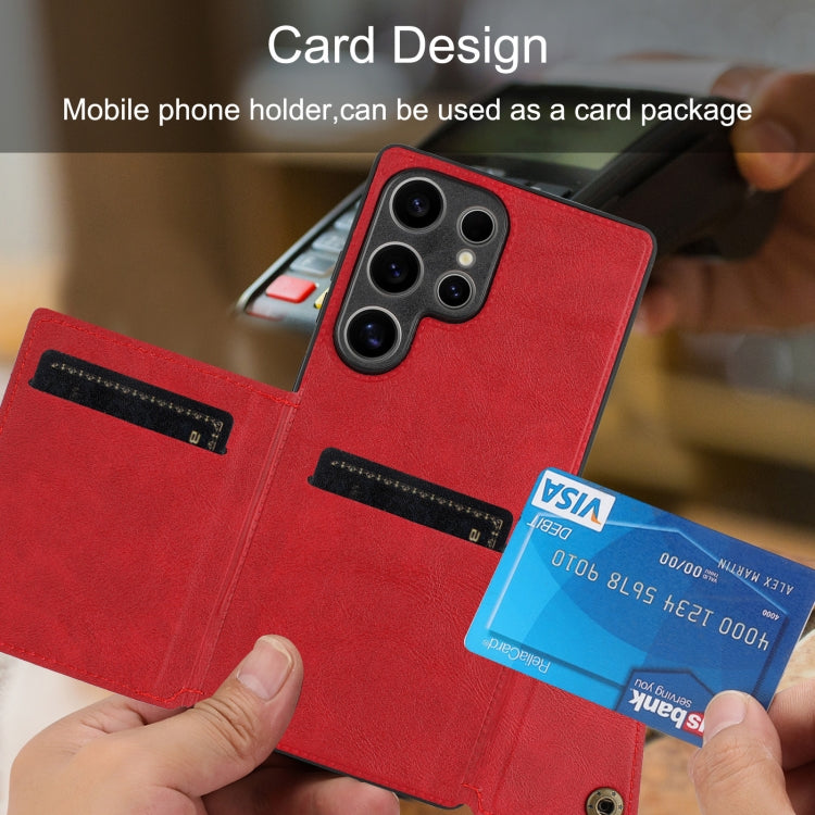 Custodia magnetica per telefono con doppia fibbia e slot per carte, For Samsung Galaxy S25 Ultra 5G, For Samsung Galaxy S24 FE 5G