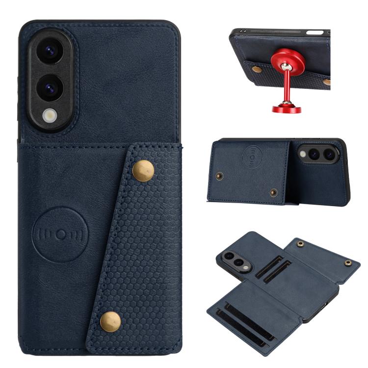 Custodia magnetica per telefono con doppia fibbia e slot per carte, For Samsung Galaxy S25 FE 5G, For Samsung Galaxy S25 Edge 5G, For Samsung Galaxy S25 5G, For Samsung Galaxy S25+ 5G