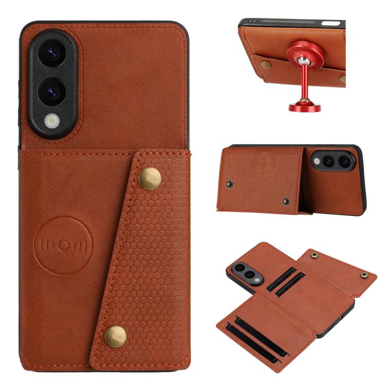Custodia magnetica per telefono con doppia fibbia e slot per carte, For Samsung Galaxy S25 FE 5G, For Samsung Galaxy S25 Edge 5G, For Samsung Galaxy S25 5G, For Samsung Galaxy S25+ 5G
