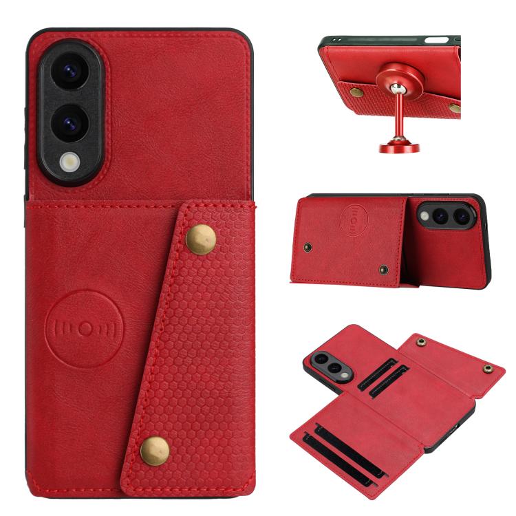 Custodia magnetica per telefono con doppia fibbia e slot per carte, For Samsung Galaxy S25 FE 5G, For Samsung Galaxy S25 Edge 5G, For Samsung Galaxy S25 5G, For Samsung Galaxy S25+ 5G