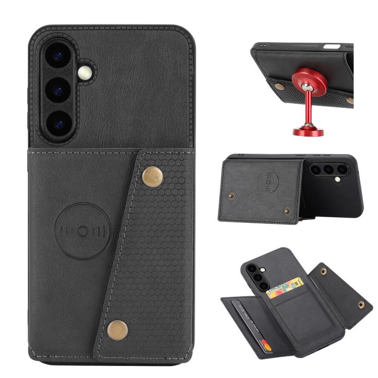 Custodia magnetica per telefono con doppia fibbia e slot per carte, For Samsung Galaxy S25 FE 5G, For Samsung Galaxy S25 Edge 5G, For Samsung Galaxy S25 5G, For Samsung Galaxy S25+ 5G