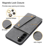 Custodia magnetica per telefono con doppia fibbia e slot per carte, For Galaxy S26 FE 5G, For Samsung Galaxy S26+ 5G, For Samsung Galaxy S26 Ultra 5G, For Samsung Galaxy S26 5G