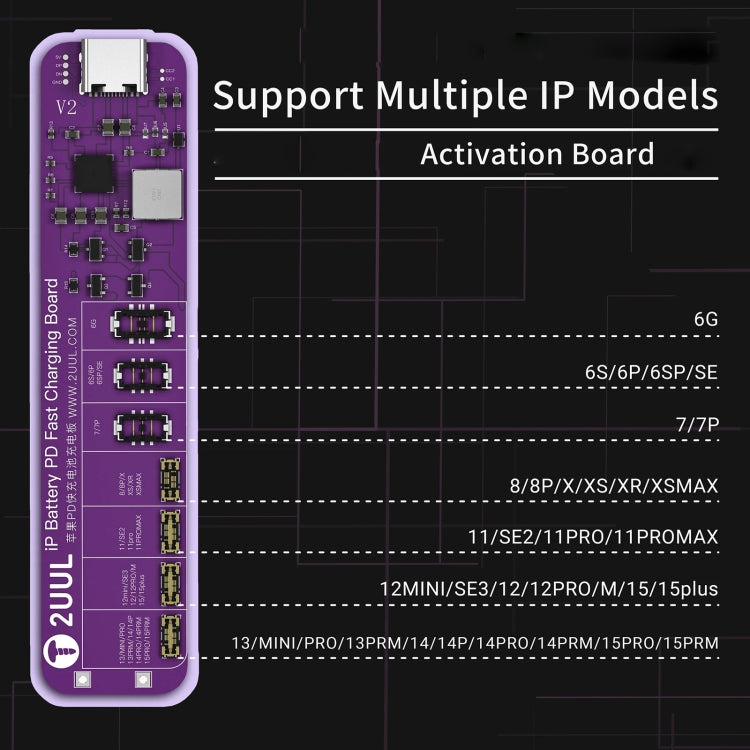 2UUL BT01 PD Fast Charging No-Disassembly Battery Activation Board for iPhone 6-15 Pro Max, BT01