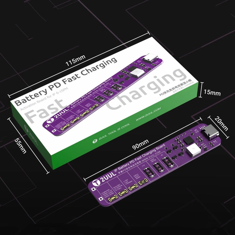 2UUL BT01 PD Fast Charging No-Disassembly Battery Activation Board for iPhone 6-15 Pro Max, BT01