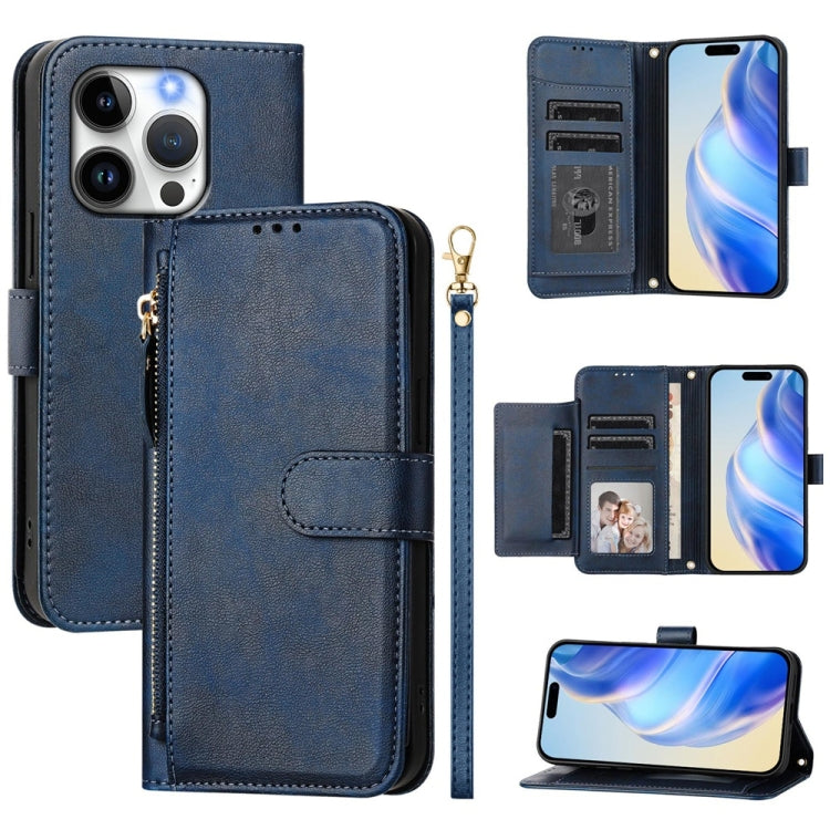 Portafoglio con cerniera e slot multi-carta Custodia per telefono in pelle, For iPhone 15, For iPhone 14 Plus, For iPhone 14 / 13, For iPhone 14 Pro