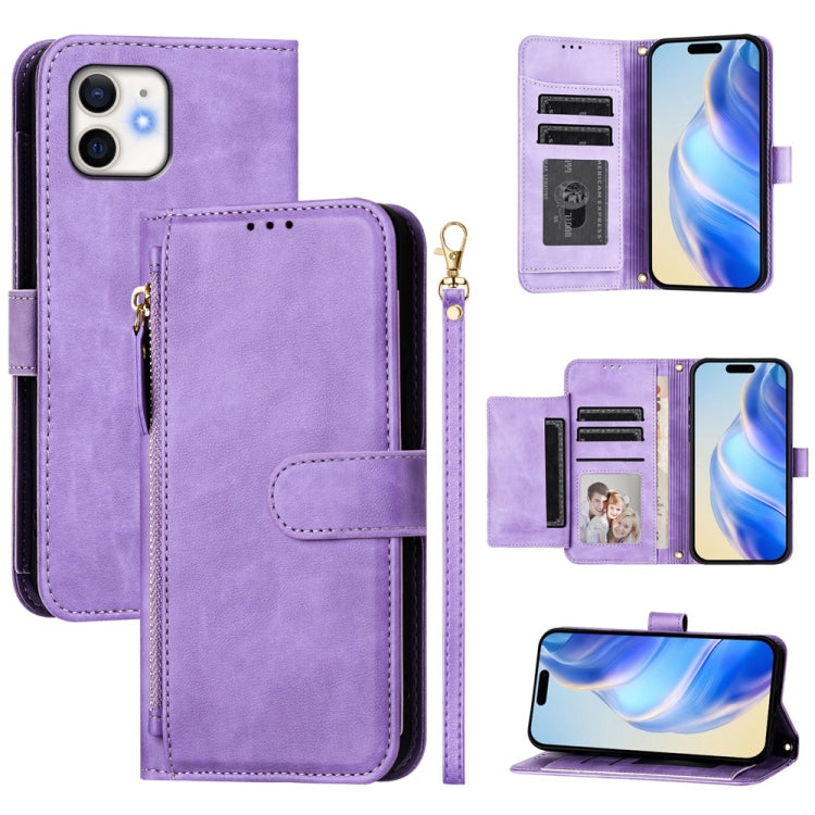 Portafoglio con cerniera e slot multi-carta Custodia per telefono in pelle, For iPhone 13 mini, For iPhone 12 / 12 Pro, For iPhone 12 Pro Max, For iPhone 12 mini