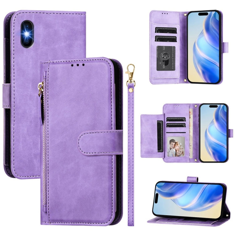 Portafoglio con cerniera e slot multi-carta Custodia per telefono in pelle, For iPhone 11 Pro Max, For iPhone 11, For iPhone 11 Pro, For iPhone X / XS