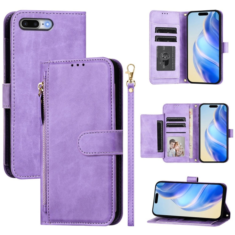 Portafoglio con cerniera e slot multi-carta Custodia per telefono in pelle, For iPhone XR, For iPhone XS Max, For iPhone 8 Plus / 7 Plus