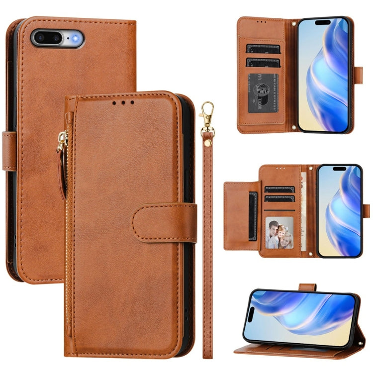 Portafoglio con cerniera e slot multi-carta Custodia per telefono in pelle, For iPhone XR, For iPhone XS Max, For iPhone 8 Plus / 7 Plus