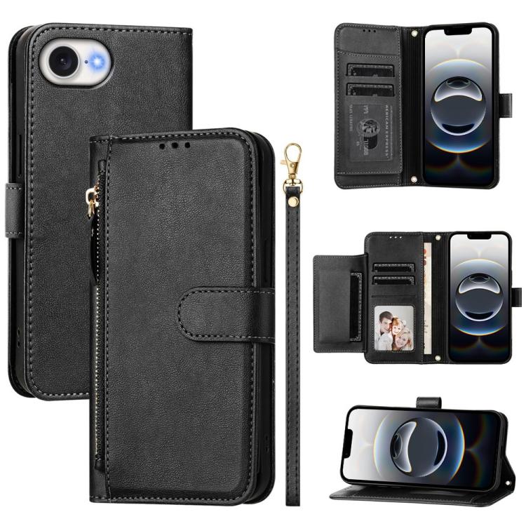 Portafoglio con cerniera e slot multi-carta Custodia per telefono in pelle, For iPhone 17e / 16e, For iPhone 17 Pro Max, For iPhone 17 Pro, For iPhone 17