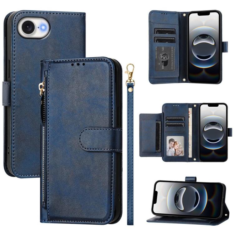 Portafoglio con cerniera e slot multi-carta Custodia per telefono in pelle, For iPhone 17e / 16e, For iPhone 17 Pro Max, For iPhone 17 Pro, For iPhone 17