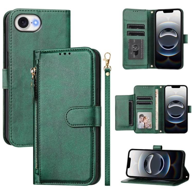 Portafoglio con cerniera e slot multi-carta Custodia per telefono in pelle, For iPhone 17e / 16e, For iPhone 17 Pro Max, For iPhone 17 Pro, For iPhone 17