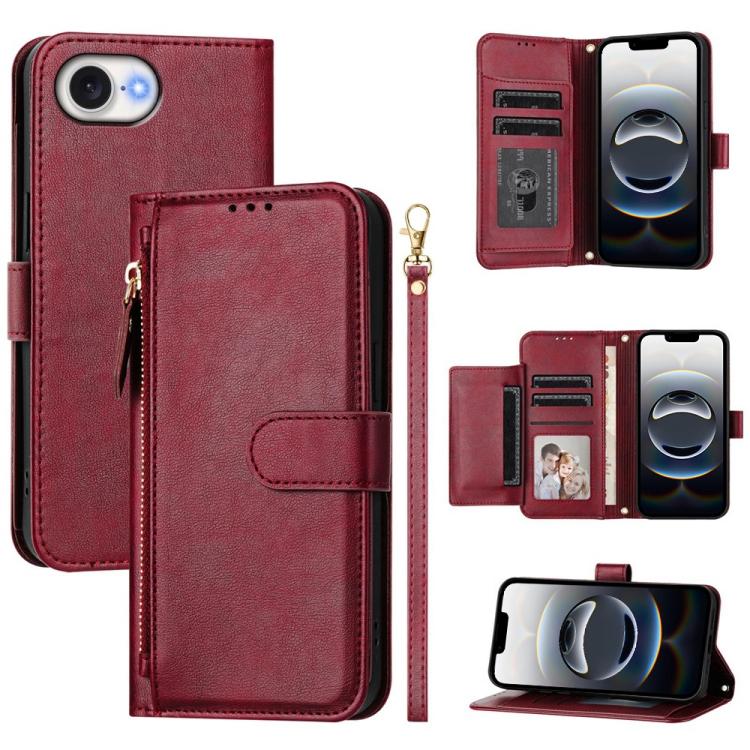 Portafoglio con cerniera e slot multi-carta Custodia per telefono in pelle, For iPhone 17e / 16e, For iPhone 17 Pro Max, For iPhone 17 Pro, For iPhone 17