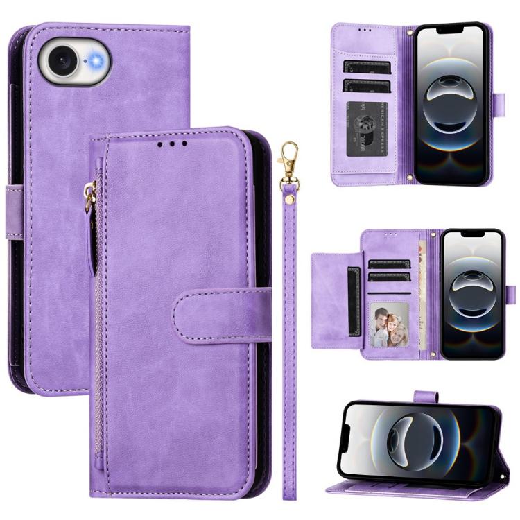 Portafoglio con cerniera e slot multi-carta Custodia per telefono in pelle, For iPhone 17e / 16e, For iPhone 17 Pro Max, For iPhone 17 Pro, For iPhone 17