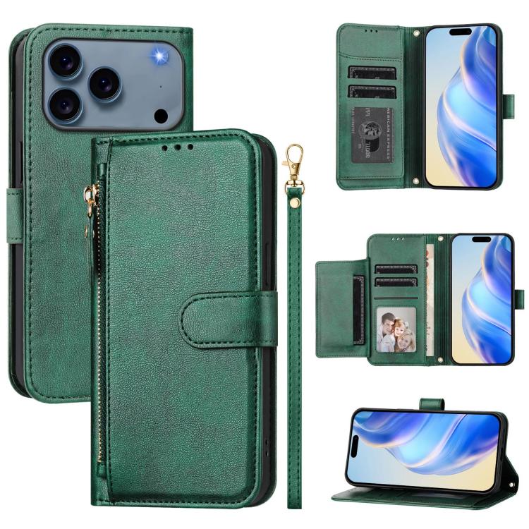 Portafoglio con cerniera e slot multi-carta Custodia per telefono in pelle, For iPhone 17e / 16e, For iPhone 17 Pro Max, For iPhone 17 Pro, For iPhone 17
