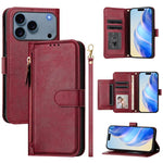 Portafoglio con cerniera e slot multi-carta Custodia per telefono in pelle, For iPhone 17e / 16e, For iPhone 17 Pro Max, For iPhone 17 Pro, For iPhone 17
