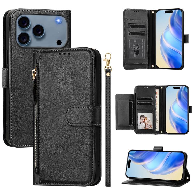 Portafoglio con cerniera e slot multi-carta Custodia per telefono in pelle, For iPhone 17e / 16e, For iPhone 17 Pro Max, For iPhone 17 Pro, For iPhone 17