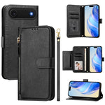 Portafoglio con cerniera e slot multi-carta Custodia per telefono in pelle, For iPhone Air, For iPhone 16 Pro Max, For iPhone 16 Pro, For iPhone 16 Plus