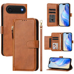 Portafoglio con cerniera e slot multi-carta Custodia per telefono in pelle, For iPhone Air, For iPhone 16 Pro Max, For iPhone 16 Pro, For iPhone 16 Plus