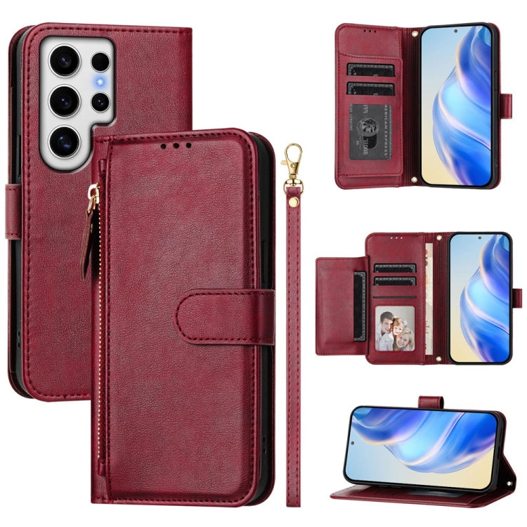 Custodia portafoglio in pelle con cerniera per Galaxy S25 Ultra 5