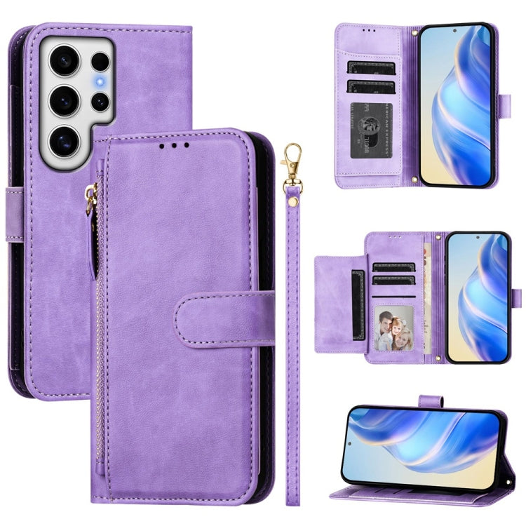Custodia portafoglio in pelle con cerniera per Galaxy S25 Ultra 5