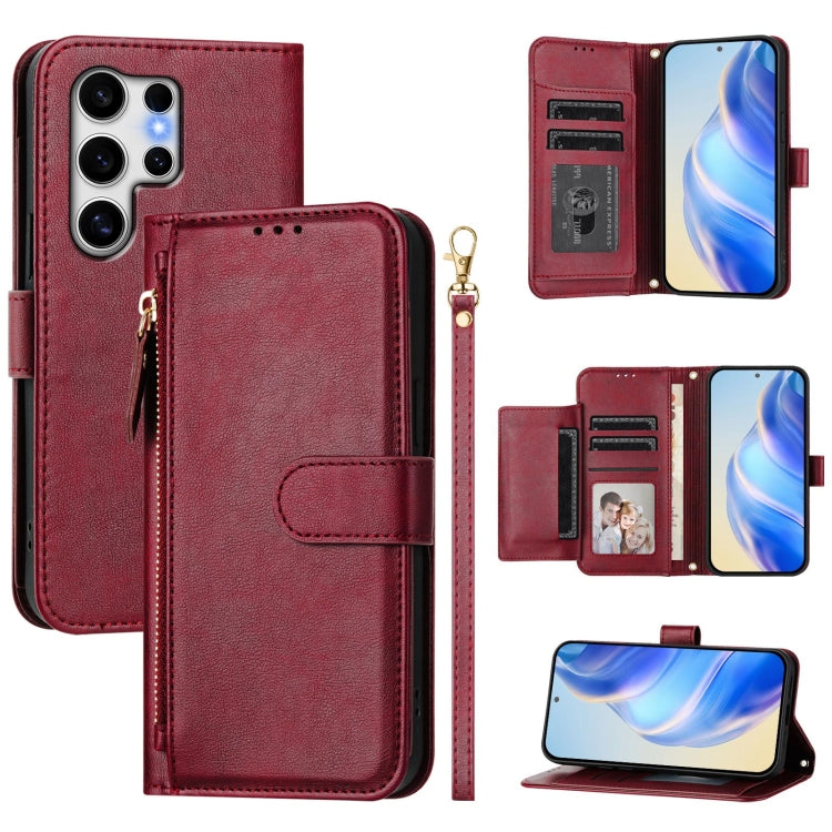 Custodia portafoglio in pelle con cerniera per Galaxy S25 Ultra 5