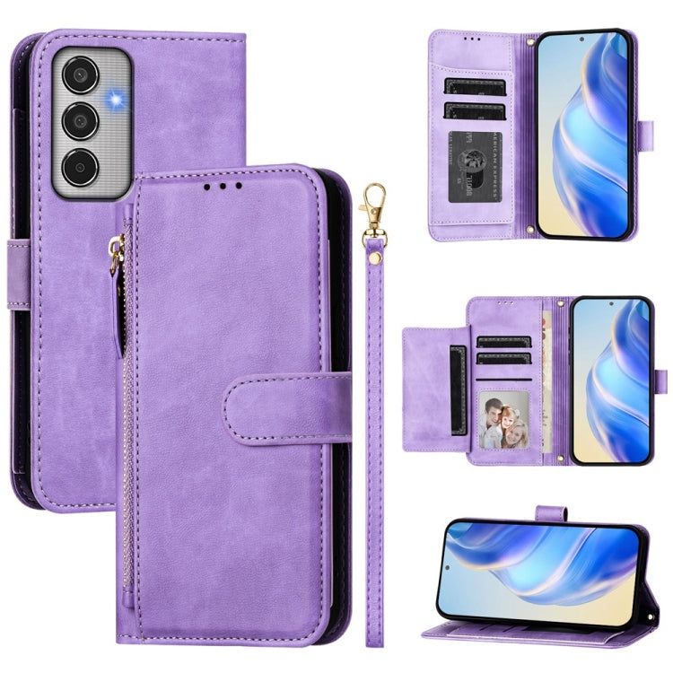 Custodia portafoglio in pelle con cerniera per Samsung Galaxy M56