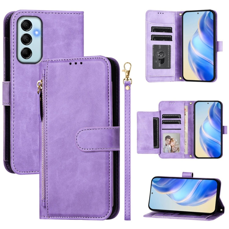 Custodia portafoglio in pelle con cerniera per Samsung Galaxy M14