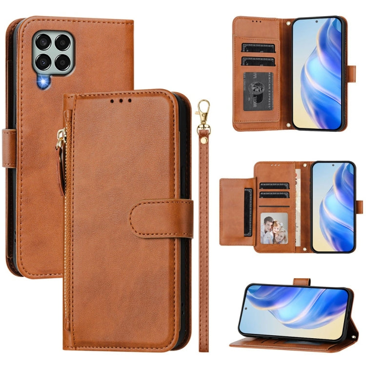 Custodia portafoglio in pelle con cerniera per Samsung Galaxy M14