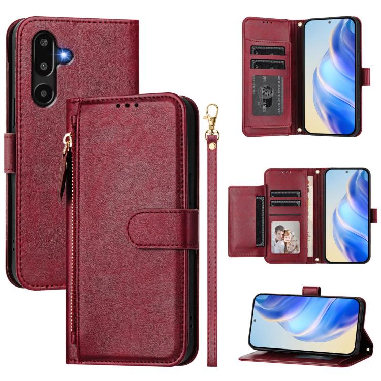 Custodia portafoglio in pelle con cerniera per Samsung Galaxy M56