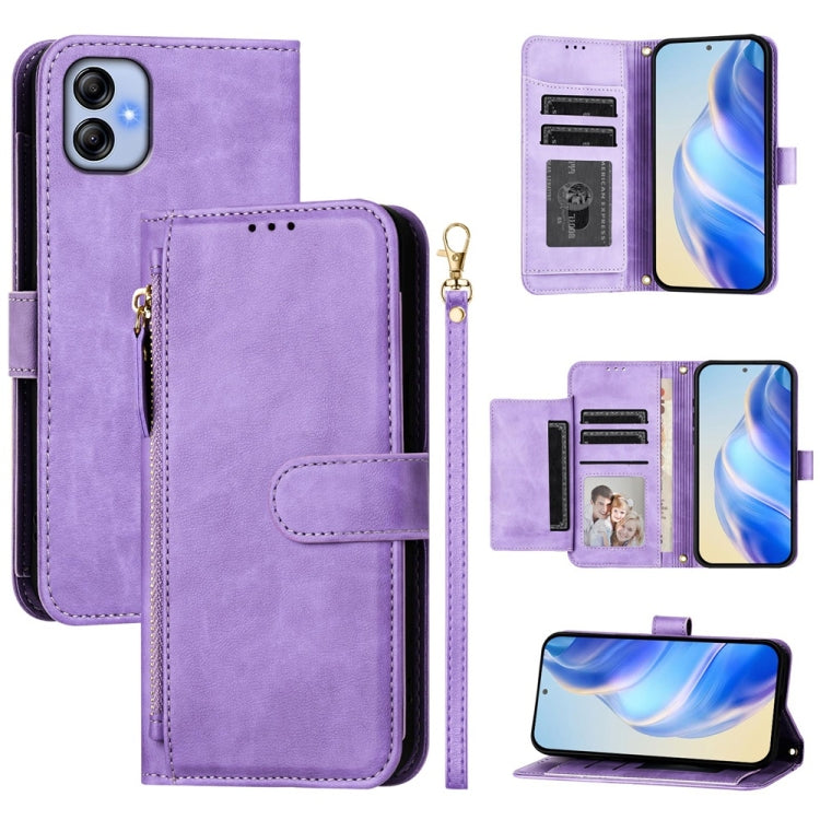Custodia portafoglio in pelle con cerniera per Samsung Galaxy A04