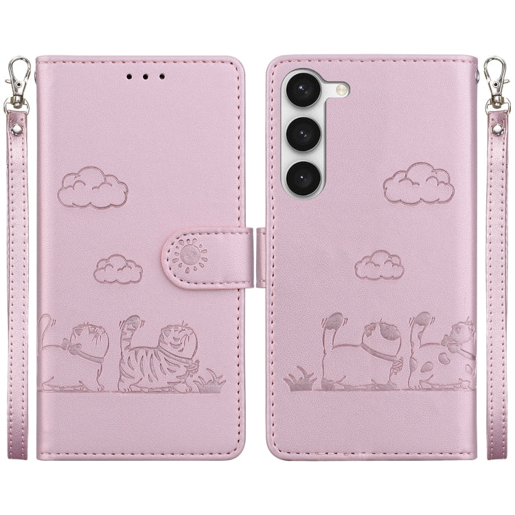 Custodia per telefono in pelle RFID con simpatici gatti, For Samsung Galaxy S23+ 5G, For Samsung Galaxy S23 5G, For Samsung Galaxy S20 FE, For Samsung Galaxy S22 Ultra 5G