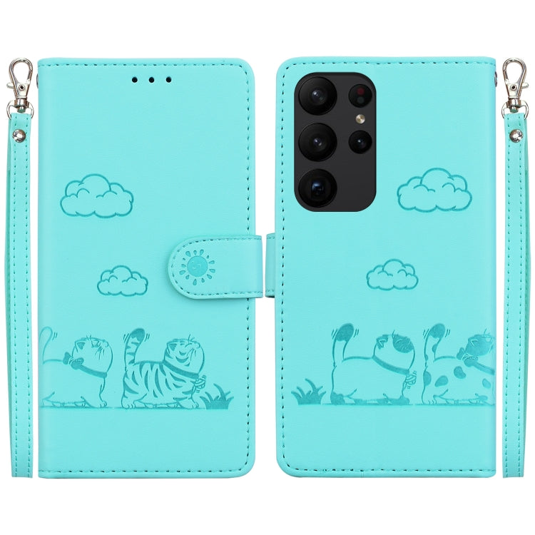 Custodia per telefono in pelle RFID con simpatici gatti, For Samsung Galaxy S24+ 5G, For Samsung Galaxy S24 5G, For Samsung Galaxy S23 FE 5G, For Samsung Galaxy S23 Ultra 5G