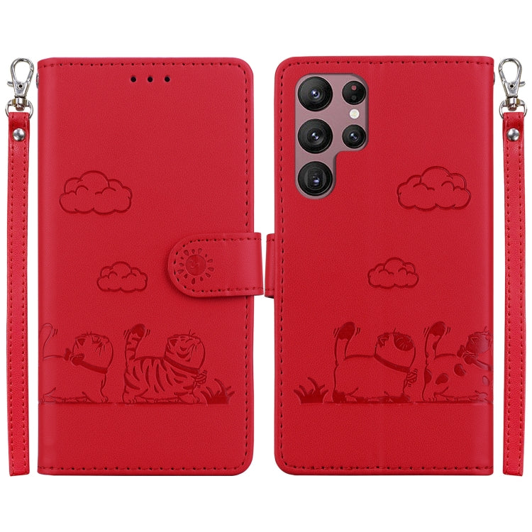 Custodia per telefono in pelle RFID con simpatici gatti, For Samsung Galaxy S23+ 5G, For Samsung Galaxy S23 5G, For Samsung Galaxy S20 FE, For Samsung Galaxy S22 Ultra 5G