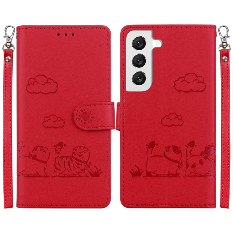 Custodia per telefono in pelle RFID con simpatici gatti, For Samsung Galaxy S22+ 5G, For Samsung Galaxy S22 5G, For Samsung Galaxy S21 FE 5G, For Samsung Galaxy S21 5G