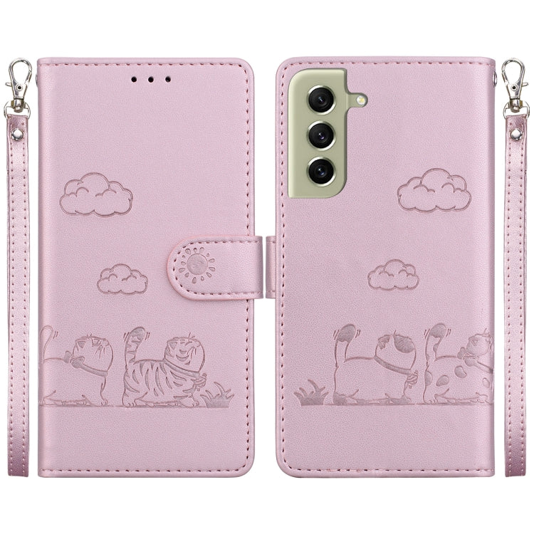 Custodia per telefono in pelle RFID con simpatici gatti, For Samsung Galaxy S21+ 5G, For Samsung Galaxy S21 Ultra 5G